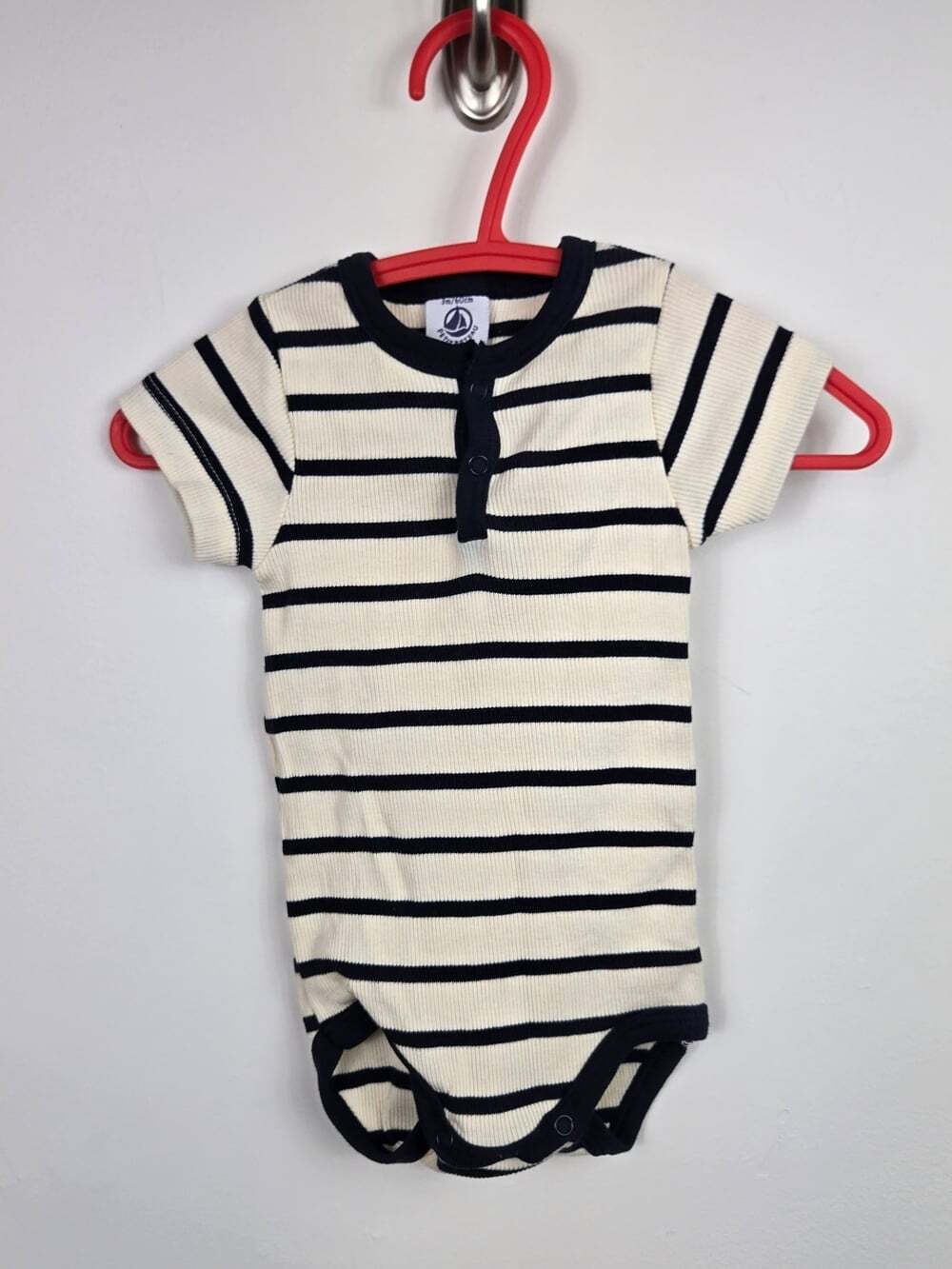 Petit Bateau Organic Cotton Ribbed Striped Bodysuit 3M French Baby Nautical